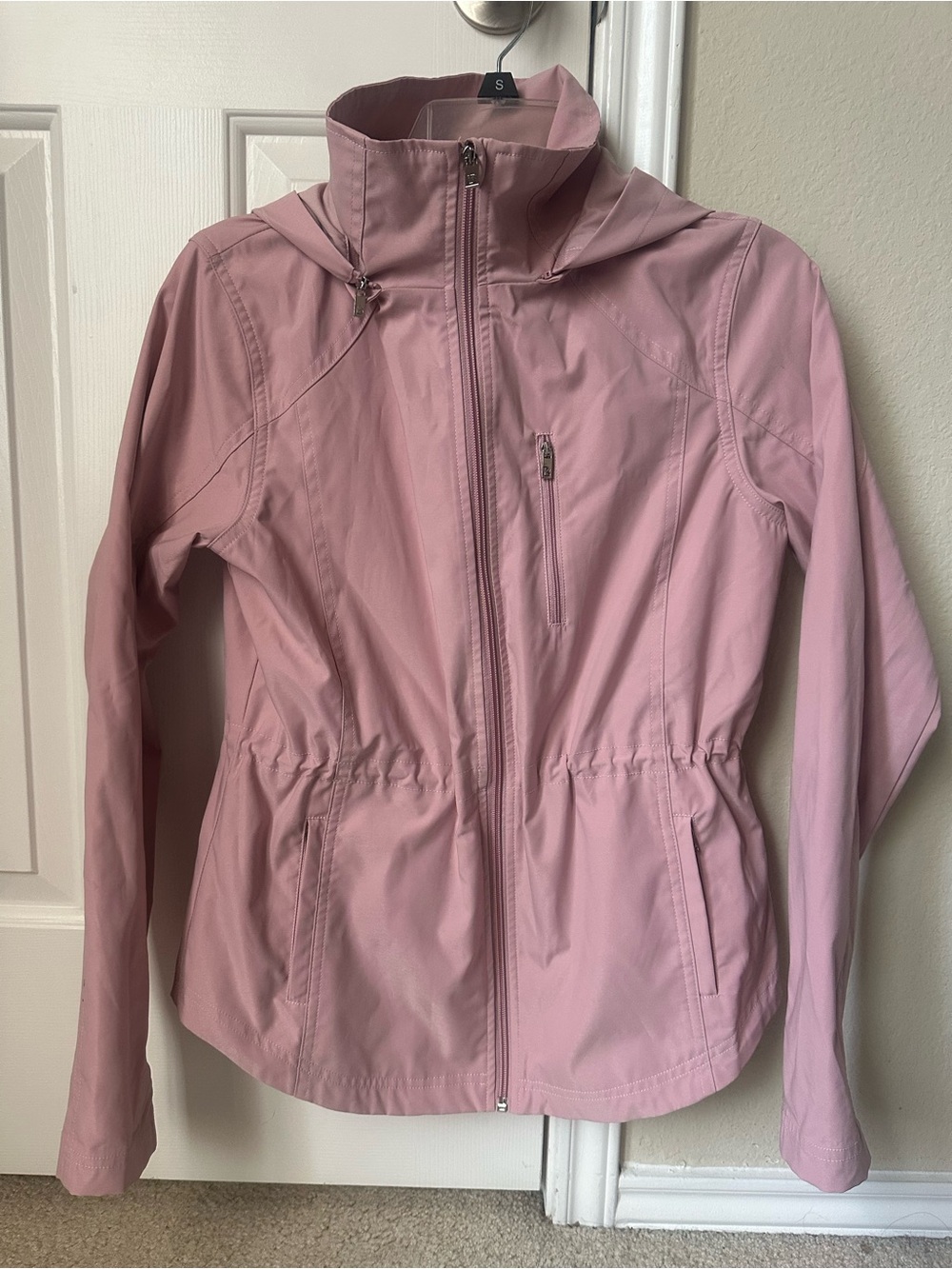 BuffBunny Light Pink Women's Lightweight Removable Hood Rain Jacket